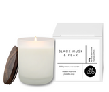 Black Musk & Pear Large Soy Candle - Frosted