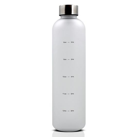 JM&Co Tritan 1LT Water Bottle W/ Time Markings - White (6869277114410)