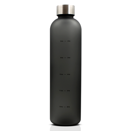 JM&Co Tritan 1LT Water Bottle W/ Time Markings - Black (6869225209898)