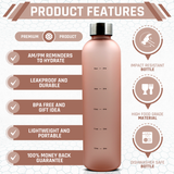 JM&Co Tritan 1LT Water Bottle W/ Time Markings - Pink (6869239201834)